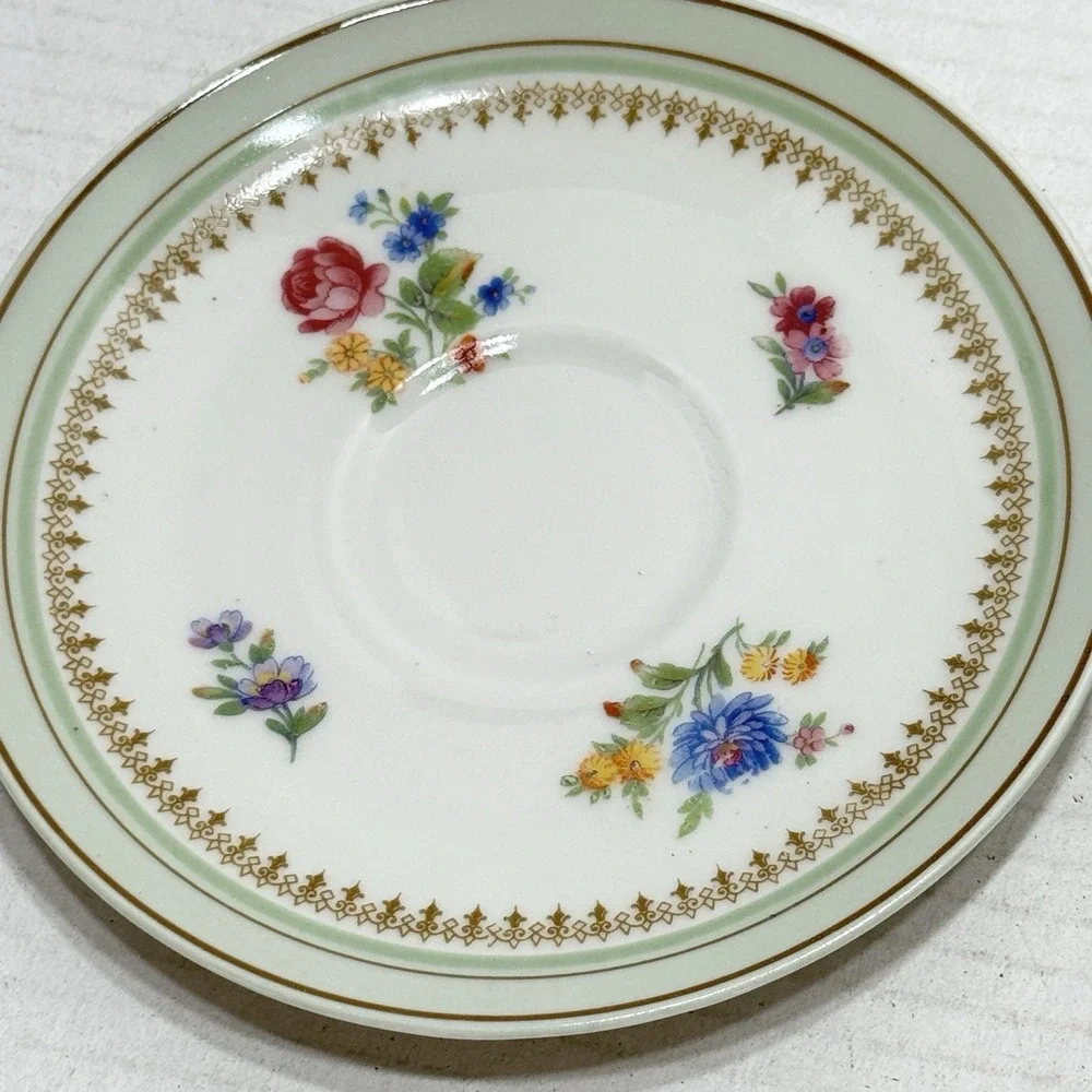2 Charles Ahrenfeldt Limoges Tea Coffee Cup Saucer FranceFlower Wild Pink Purple